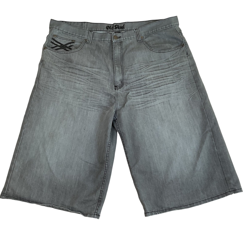 Old Skool Denim Shorts Men's 48 Gray Loose Fit Baggy Skater Hip Hop Retro Y2K
